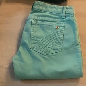 Joe’s skinny jeans in aquamarine